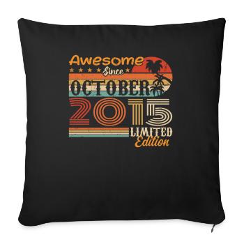 Millésime d’octobre 2015 - Octobre 2015 - Housse de coussin décorative 45 x 45 cm - noir - Devant