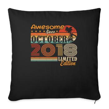 Millésime d’octobre 2018 - Octobre 2018 - Housse de coussin décorative 45 x 45 cm - noir - Devant