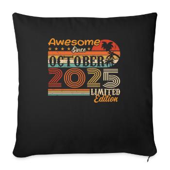 Millésime d’octobre 2025 - Octobre 2025 - Housse de coussin décorative 45 x 45 cm - noir - Devant