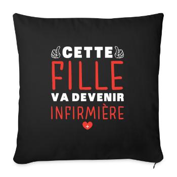 fille va devenir infirmière - Future infirmière - Housse de coussin décorative 45 x 45 cm - noir - Devant