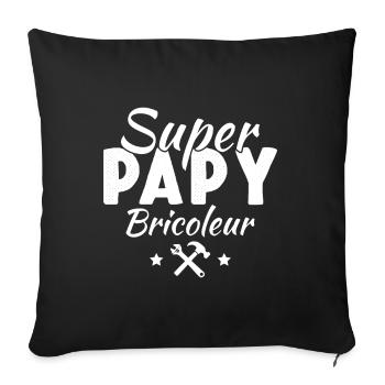 super papy bricoleur - Housse de coussin décorative 45 x 45 cm - noir - Devant