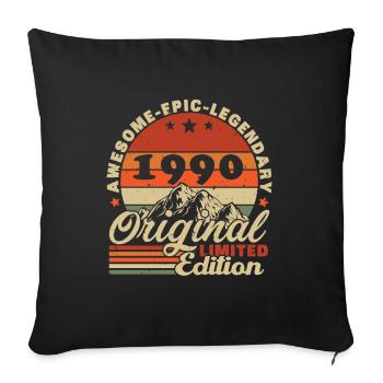 1990's Vintage Original 1990's Birthday Gift - Sofa pillowcase 17,3'' x 17,3'' (45 x 45 cm) - black - Front