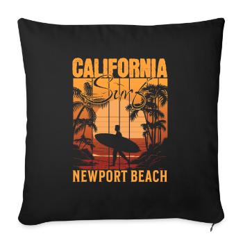 Newport Beach California Surfing Paradise - Sofa pillowcase 17,3'' x 17,3'' (45 x 45 cm) - black - Front