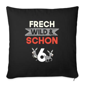 6 Jahre Geburtstag Junge Mädchen Esel - Sofakissenbezug 45 x 45 cm - Schwarz - Vorne