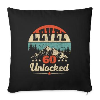Level 60 unlocked - Sofa pillowcase 17,3'' x 17,3'' (45 x 45 cm) - black - Front