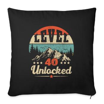 Level 40 freigeschaltet / Spieler zum 40-jährigen Jubiläum - Sofakissenbezug 45 x 45 cm - Schwarz - Vorne