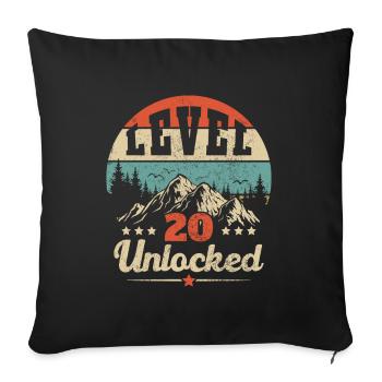 Level 20 unlocked - Sofa pillowcase 17,3'' x 17,3'' (45 x 45 cm) - black - Front