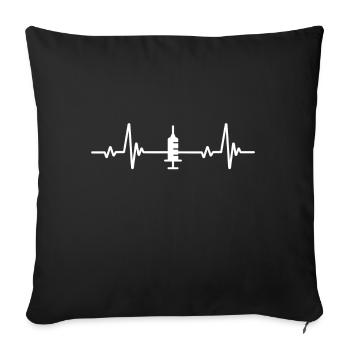 Geimpft Herzkurve - Puls Pro Impfung impfen Impfen - Sofakissenbezug 45 x 45 cm - Schwarz - Vorne