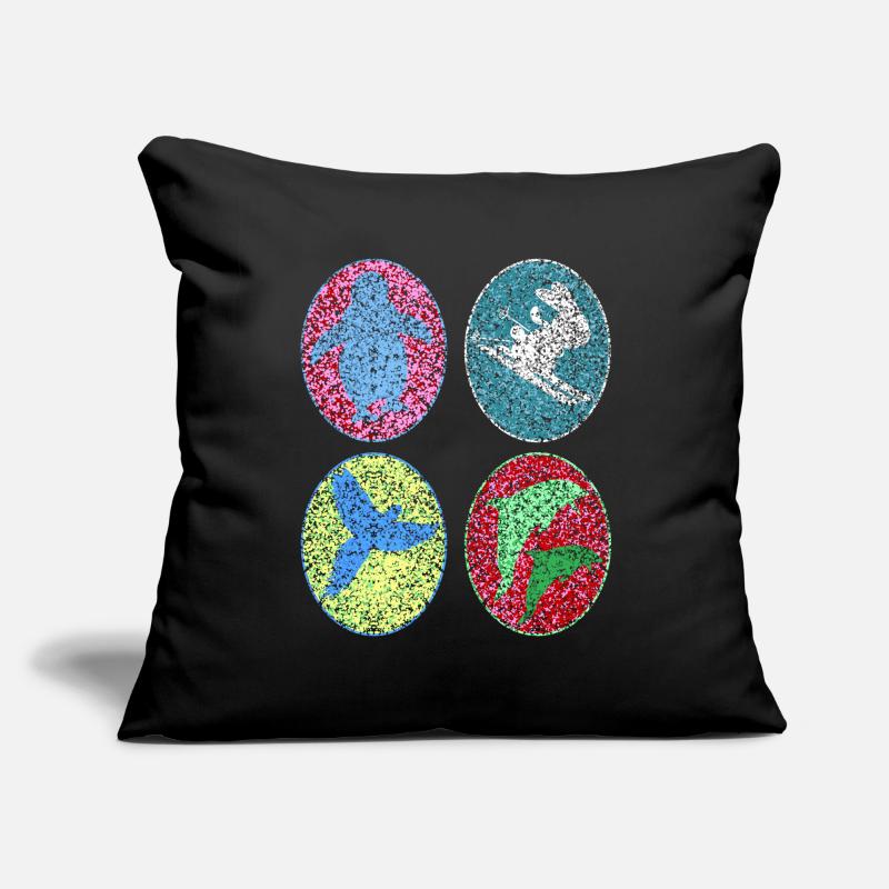 Penguin, Rabbit, Parrot, Dolphin, Shadow Figure Sofa pillowcase 17,3'' x 17,3'' (45 x 45 cm)