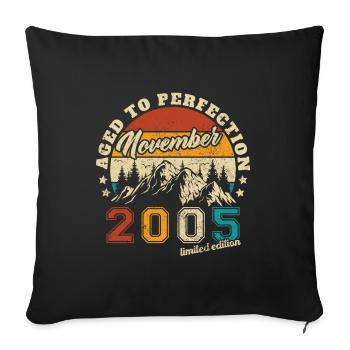 Vintage Birthday Gift Born in November 2005 - Sofa pillowcase 17,3'' x 17,3'' (45 x 45 cm) - black - Front