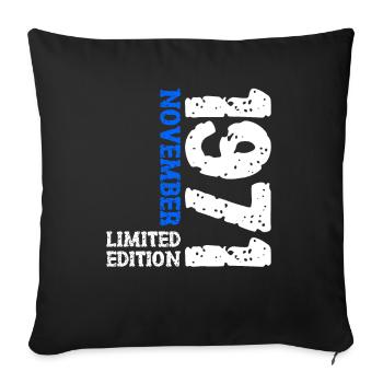 1971 novembre édition limitée 52e anniversaire décoration - Housse de coussin décorative 45 x 45 cm - noir - Devant