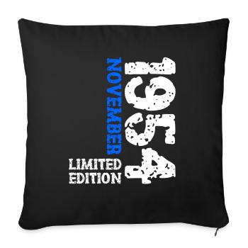 1954 November Limited Edition 69th Birthday Decoration - Sofa pillowcase 17,3'' x 17,3'' (45 x 45 cm) - black - Front