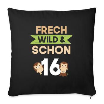 16 Jahre Geburtstag Igel - Sofakissenbezug 45 x 45 cm - Schwarz - Vorne