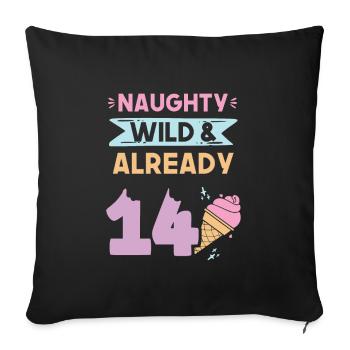 14 Jahre Geburtstag Junge Mädchen Eis essen - Sofakissenbezug 45 x 45 cm - Schwarz - Vorne