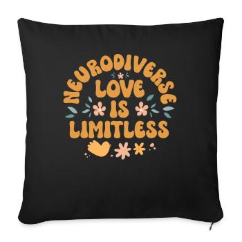 Mariage Neurodivers Couple d’amour inclusif - Housse de coussin décorative 45 x 45 cm - noir - Devant