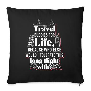 Travel Buddies - Sofa pillowcase 17,3'' x 17,3'' (45 x 45 cm) - black - Front