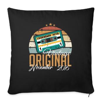 Born in November 2016 Retro - Sofa pillowcase 17,3'' x 17,3'' (45 x 45 cm) - black - Front