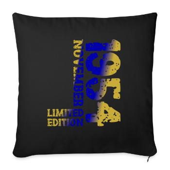1954 November Limited Edition 69th Birthday Decoration - Sofa pillowcase 17,3'' x 17,3'' (45 x 45 cm) - black - Front