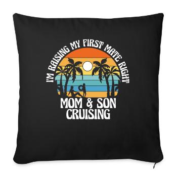 Mom And Son Cruise Vacation Summer Single Mom - Sofa pillowcase 17,3'' x 17,3'' (45 x 45 cm) - black - Front
