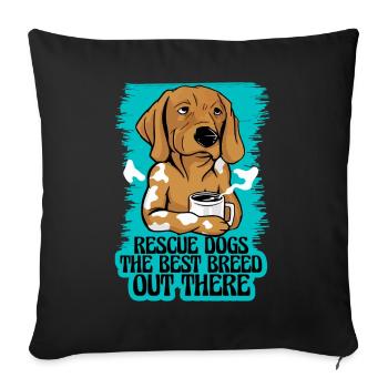 Adoption von Rettungshunden im Tierheim - Sofakissenbezug 45 x 45 cm - Schwarz - Vorne