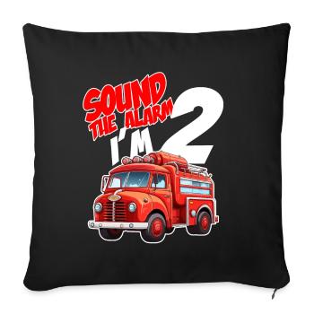 Enfants camion de pompiers 2 ans anniversaire de pompier - Housse de coussin décorative 45 x 45 cm - noir - Devant