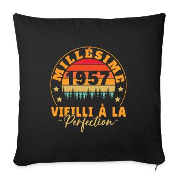 Millésime 1957, Cadeau D'anniversaire Vintage 1957 - Housse de coussin décorative 45 x 45 cm - noir - Devant