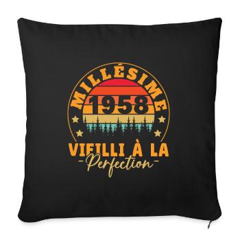 Millésime 1958, Cadeau D'anniversaire Vintage 1958 - Housse de coussin décorative 45 x 45 cm - noir - Devant