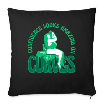Curvy Chick Body Acceptance - Sofa pillowcase 17,3'' x 17,3'' (45 x 45 cm) - black - Front