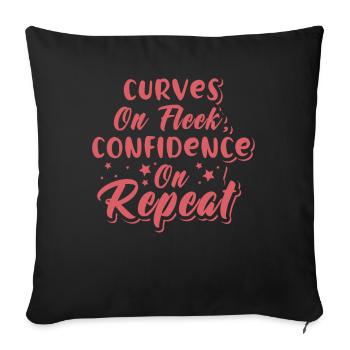 Confident Curvy Chick Self-Love Pride - Sofa pillowcase 17,3'' x 17,3'' (45 x 45 cm) - black - Front
