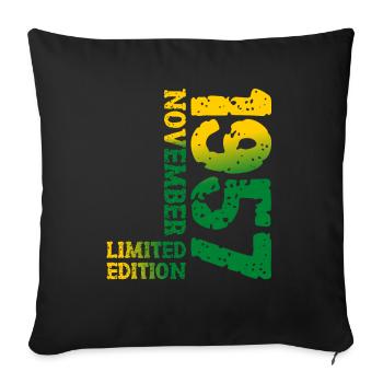 1957 November Limited Edition 66th Birthday Decoration - Sofa pillowcase 17,3'' x 17,3'' (45 x 45 cm) - black - Front