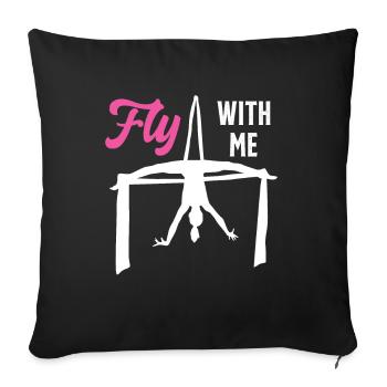 Voler avec moi Antenne en soie pour cirque - Housse de coussin décorative 45 x 45 cm - noir - Devant