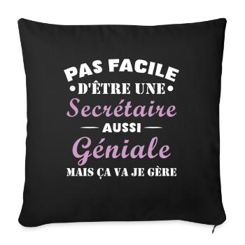 Secrétaire géniale cadeau drôle secrétaire - Housse de coussin décorative 45 x 45 cm - noir - Devant