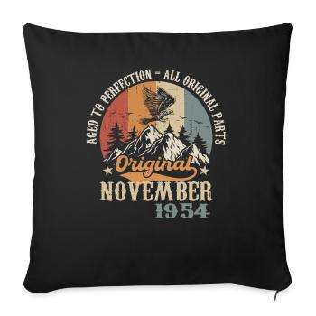 Birthday in November 1954 - November 1954 - Sofa pillowcase 17,3'' x 17,3'' (45 x 45 cm) - black - Front