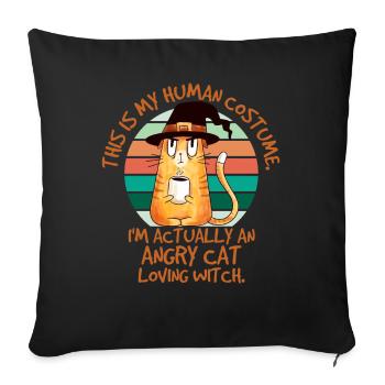 C’est mon costume humain Chat amant Sorcière Halloween - Housse de coussin décorative 45 x 45 cm - noir - Devant