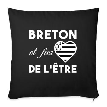 Bretagne - Breton et fier de l'être Fierté région - Housse de coussin décorative 45 x 45 cm - noir - Devant