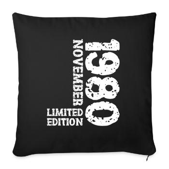 1980's November Limited Edition 43rd Birthday Decoration - Sofa pillowcase 17,3'' x 17,3'' (45 x 45 cm) - black - Front