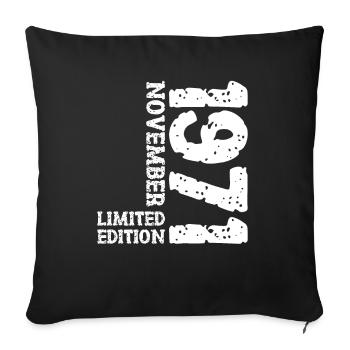 1971 novembre édition limitée 52e anniversaire décoration - Housse de coussin décorative 45 x 45 cm - noir - Devant