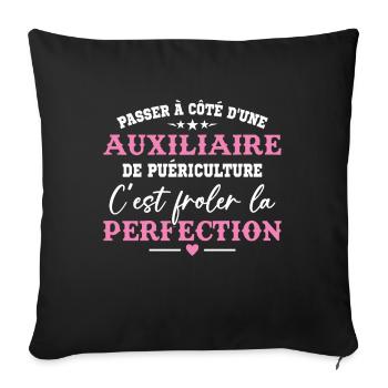 Auxiliaire de puériculture Puéricultrice Métier - Housse de coussin décorative 45 x 45 cm - noir - Devant