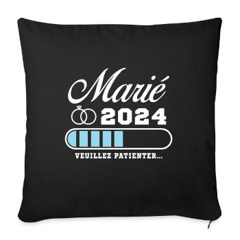 Homme Futur Marié 2024 Humour Cadeau - Housse de coussin décorative 45 x 45 cm - noir - Devant