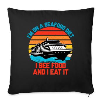 I'm On A Seafood Diet Summer Cruise Ship Vacation - Sofa pillowcase 17,3'' x 17,3'' (45 x 45 cm) - black - Front
