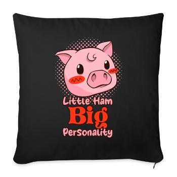 Funny Cute Piggy Little Ham Big Personality - Sofa pillowcase 17,3'' x 17,3'' (45 x 45 cm) - black - Front