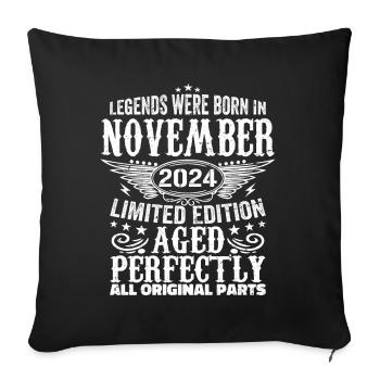 Légendaire depuis novembre 2024 - 2024 novembre - Housse de coussin décorative 45 x 45 cm - noir - Devant