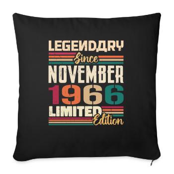Legendary since November 1966 - Gift 1966 - Sofa pillowcase 17,3'' x 17,3'' (45 x 45 cm) - black - Front