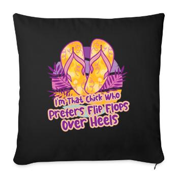 Tongs Beach Lover Vacances Mode d’été - Housse de coussin décorative 45 x 45 cm - noir - Devant