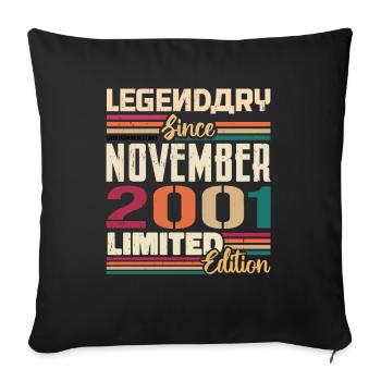 Legendary since November 2001 - Gift 2001 - Sofa pillowcase 17,3'' x 17,3'' (45 x 45 cm) - black - Front