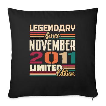 Légendaire depuis novembre 2011 - Cadeau 2011 - Housse de coussin décorative 45 x 45 cm - noir - Devant
