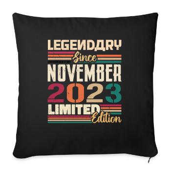 Légendaire depuis novembre 2023 - Cadeau 2023 - Housse de coussin décorative 45 x 45 cm - noir - Devant