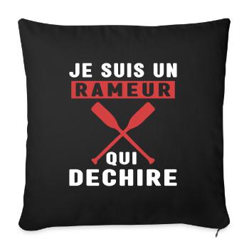 Je Suis Un Rameur qui déchire Humour Avironneur - Housse de coussin décorative 45 x 45 cm - noir - Devant