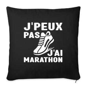 Je Peux Pas J'Ai Marathon Humour Marathon - Housse de coussin décorative 45 x 45 cm - noir - Devant