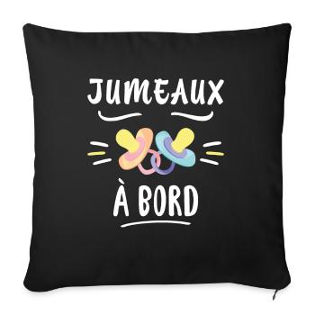 Jumeaux A Bord Future Maman Annonce Grossesse - Housse de coussin décorative 45 x 45 cm - noir - Devant